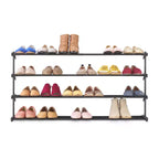 Range-chaussures extensible à 4 niveaux noir - Cadre en acier, peut contenir 24 paires