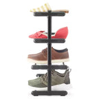 Range-chaussures extensible à 4 niveaux noir - Cadre en acier, peut contenir 24 paires
