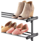 Range-chaussures extensible à 4 niveaux noir - Cadre en acier, peut contenir 24 paires