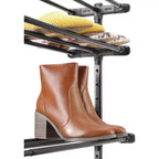 Range-chaussures extensible à 4 niveaux noir - Cadre en acier, peut contenir 24 paires