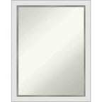 21" x 27" Non-Beveled Eva White Silver Narrow Wall Mirror - Amanti Art: Modern Rectangle, Includes Mounting Hardware