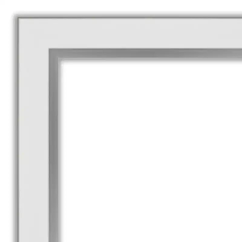 Miroir mural rectangulaire moderne 21" x 27" sans biseau, cadre étroit blanc argenté