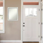 Miroir mural rectangulaire moderne 21" x 27" sans biseau, cadre étroit blanc argenté