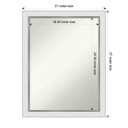 Miroir mural rectangulaire moderne 21" x 27" sans biseau, cadre étroit blanc argenté