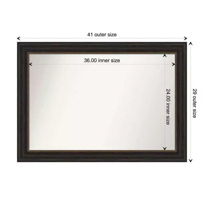 Miroir mural bronze 41" x 29" non biseauté – Style moderne, cadre en polystyrène
