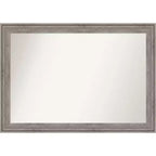 41" x 29" Non-Beveled Regis Barnwood Gray Wood Bathroom Wall Mirror - Amanti Art: Modern Rectangle, Includes Mount Hardware