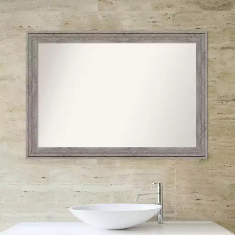 Miroir Mural de Salle de Bain en Bois Gris Barnwood Non Biseauté 41" x 29"