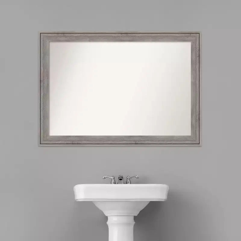 Miroir Mural de Salle de Bain en Bois Gris Barnwood Non Biseauté 41" x 29"