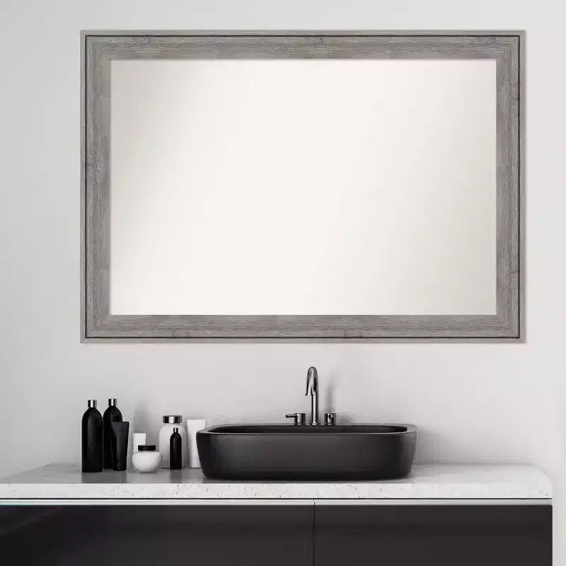 Miroir Mural de Salle de Bain en Bois Gris Barnwood Non Biseauté 41" x 29"