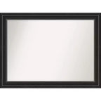 44" x 33" Non-Beveled Ridge Black Wall Mirror - Amanti Art: Modern Rectangle, Polystyrene Frame, Includes Mount Hardware