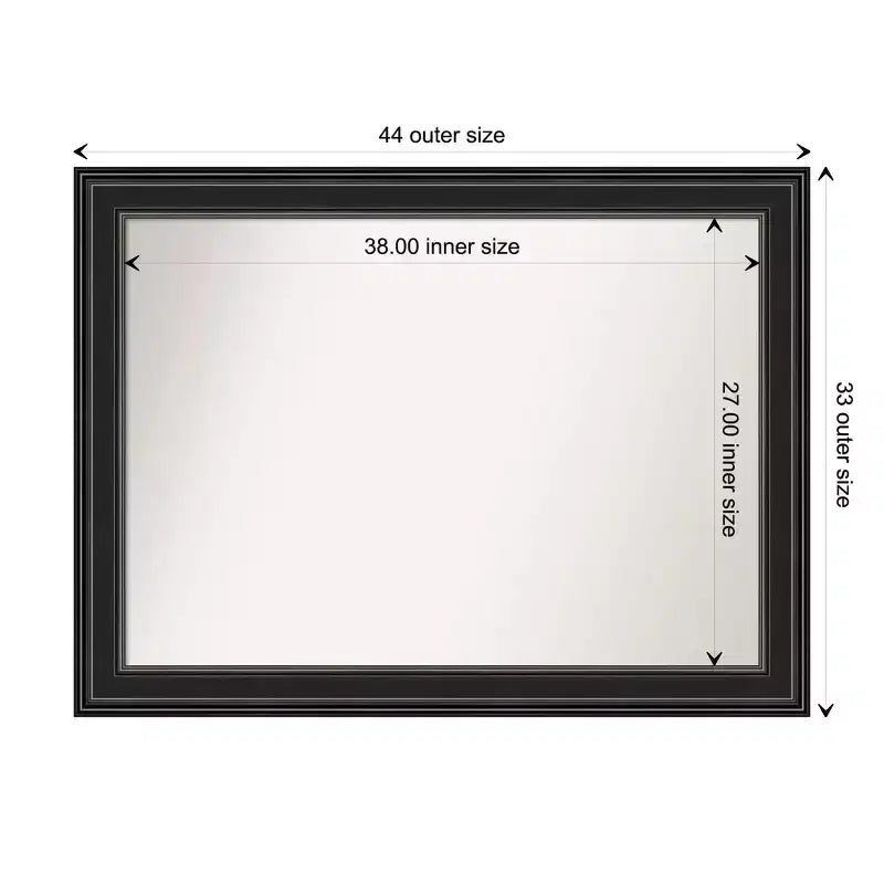 Miroir mural rectangulaire noir non biseauté 44" x 33" - Cadre en polystyrène, style moderne