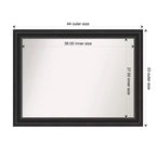Miroir mural rectangulaire noir non biseauté 44" x 33" - Cadre en polystyrène, style moderne