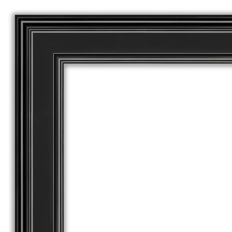 Miroir mural rectangulaire noir non biseauté 44" x 33" - Cadre en polystyrène, style moderne