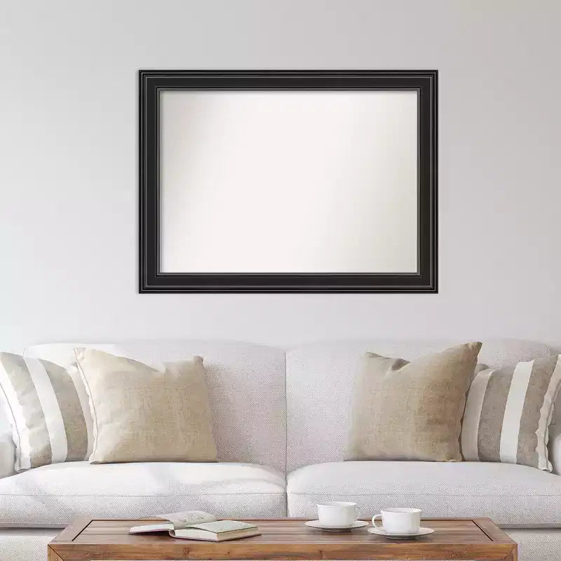 Miroir mural rectangulaire noir non biseauté 44" x 33" - Cadre en polystyrène, style moderne