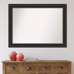 Miroir mural rectangulaire noir non biseauté 44" x 33" - Cadre en polystyrène, style moderne