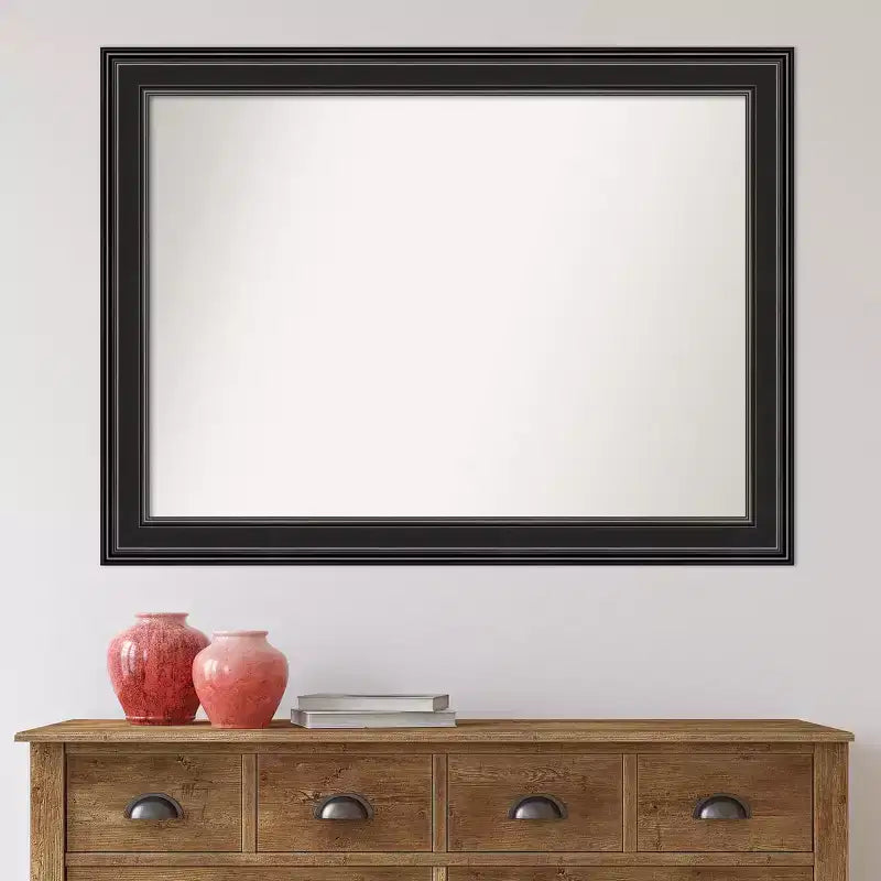 Miroir mural rectangulaire noir non biseauté 44" x 33" - Cadre en polystyrène, style moderne