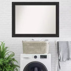 Miroir mural rectangulaire noir non biseauté 44" x 33" - Cadre en polystyrène, style moderne