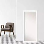 Miroir plein pied de 30" x 66" blanc sans biseau pour armoire ou à poser au sol