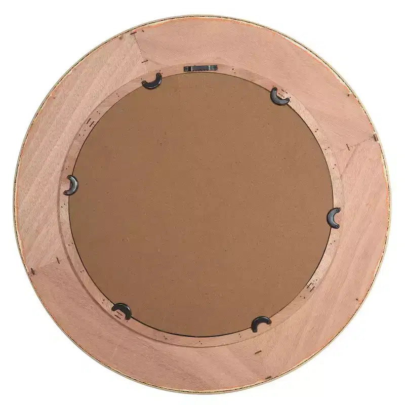 Miroir mural rond encadré en fibres naturelles marron