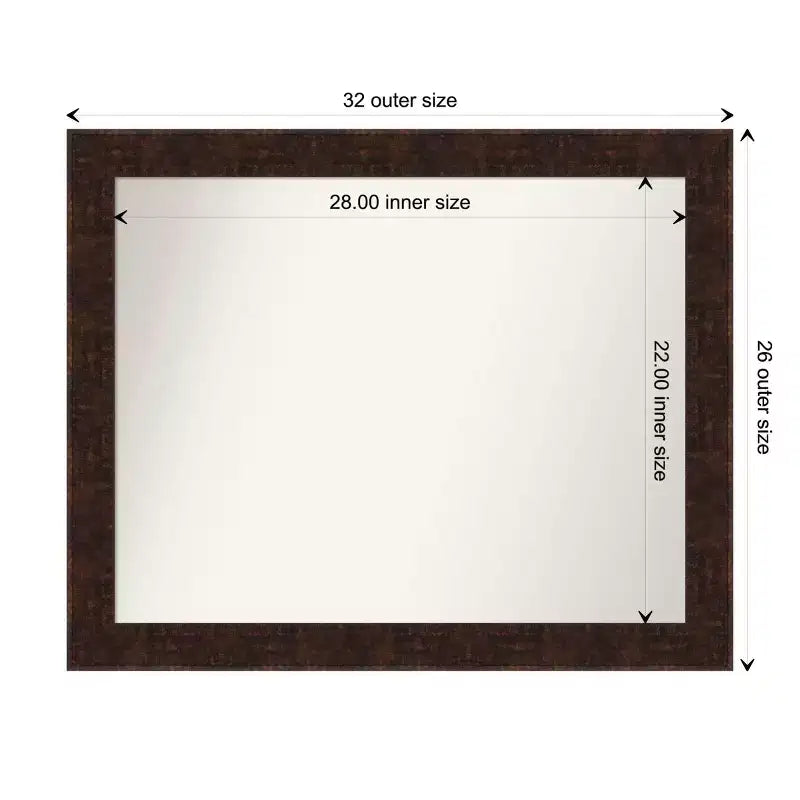 Miroir mural rectangulaire étroit bronze moucheté 32" x 26" - Moderne
