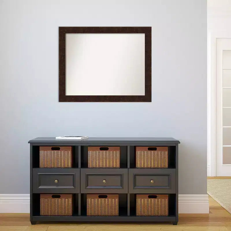 Miroir mural rectangulaire étroit bronze moucheté 32" x 26" - Moderne