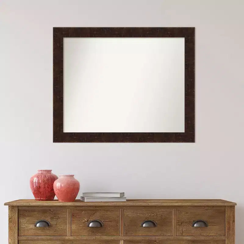 Miroir mural rectangulaire étroit bronze moucheté 32" x 26" - Moderne