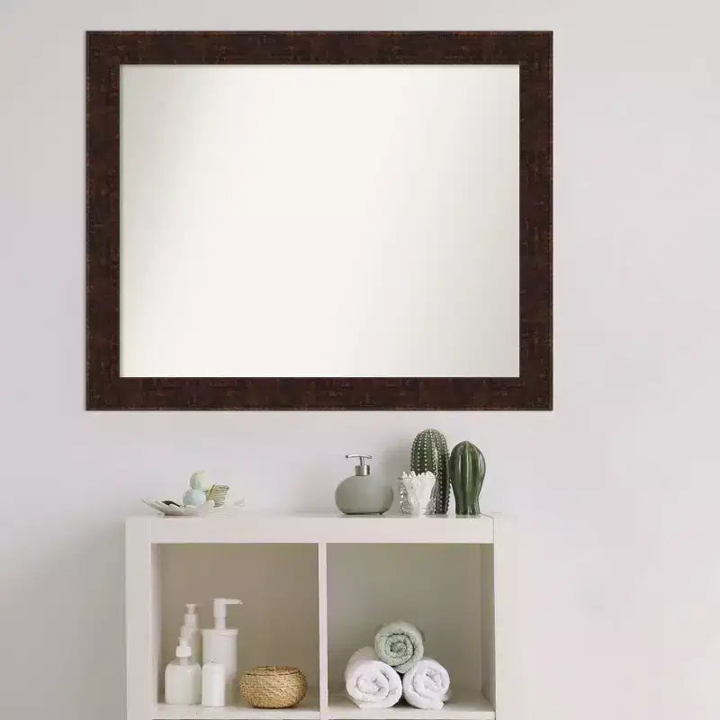 Miroir mural rectangulaire étroit bronze moucheté 32" x 26" - Moderne