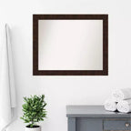 Miroir mural rectangulaire étroit bronze moucheté 32" x 26" - Moderne
