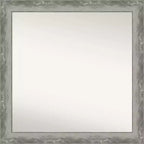 31" x 31" Non-Beveled Waveline Silver Narrow Bathroom Wall Mirror - Amanti Art: Modern Square Vanity Mirror with Polystyrene Frame