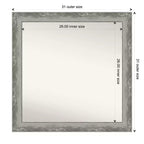 Miroir mural de salle de bain étroit non biseauté argenté 31" x 31" - Miroir de courtoisie carré moderne