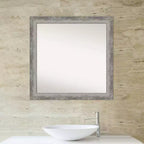 Miroir mural de salle de bain étroit non biseauté argenté 31" x 31" - Miroir de courtoisie carré moderne
