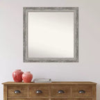 Miroir mural de salle de bain étroit non biseauté argenté 31" x 31" - Miroir de courtoisie carré moderne