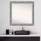 Miroir mural de salle de bain étroit non biseauté argenté 31" x 31" - Miroir de courtoisie carré moderne