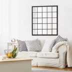 Miroir mural biseauté à cadre métallique - Bronze huilé, effet fenêtre, 38 x 24 po.