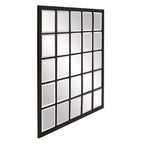 Miroir mural biseauté à cadre métallique - Bronze huilé, effet fenêtre, 38 x 24 po.