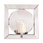 Howard Elliott Square Mirror with Candle Holder Silver: 12" Modern Wall-Mounted, Wood Frame, No Assembly Required