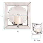 Miroir mural carré avec bougeoir chromé - Argent, 30 x 30 cm