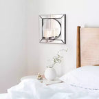 Miroir mural carré avec bougeoir chromé - Argent, 30 x 30 cm