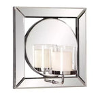 Miroir mural carré avec bougeoir chromé - Argent, 30 x 30 cm