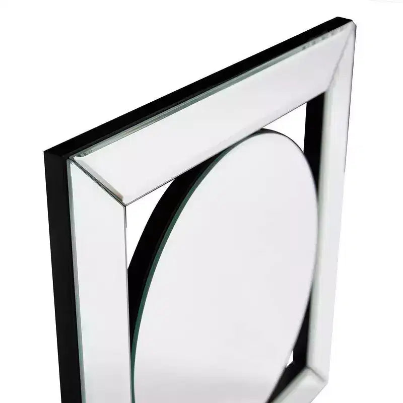 Miroir mural carré avec bougeoir chromé - Argent, 30 x 30 cm
