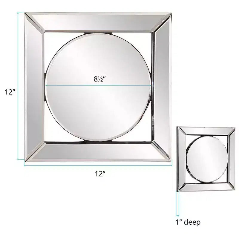 Miroir mural carré avec bougeoir chromé - Argent, 30 x 30 cm