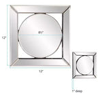Miroir mural carré avec bougeoir chromé - Argent, 30 x 30 cm