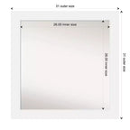 Miroir mural de salle de bain en bois blanc de 79 x 79 cm, non biseauté – Carré moderne