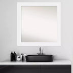 Miroir mural de salle de bain en bois blanc de 79 x 79 cm, non biseauté – Carré moderne