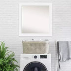 Miroir mural de salle de bain en bois blanc de 79 x 79 cm, non biseauté – Carré moderne