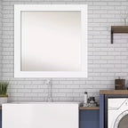 Miroir mural de salle de bain en bois blanc de 79 x 79 cm, non biseauté – Carré moderne