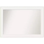 Amanti Art 42" x 30" Non-Beveled Ridge White Bathroom Wall Mirror: Modern Rectangle, Includes Mounting Hardware
