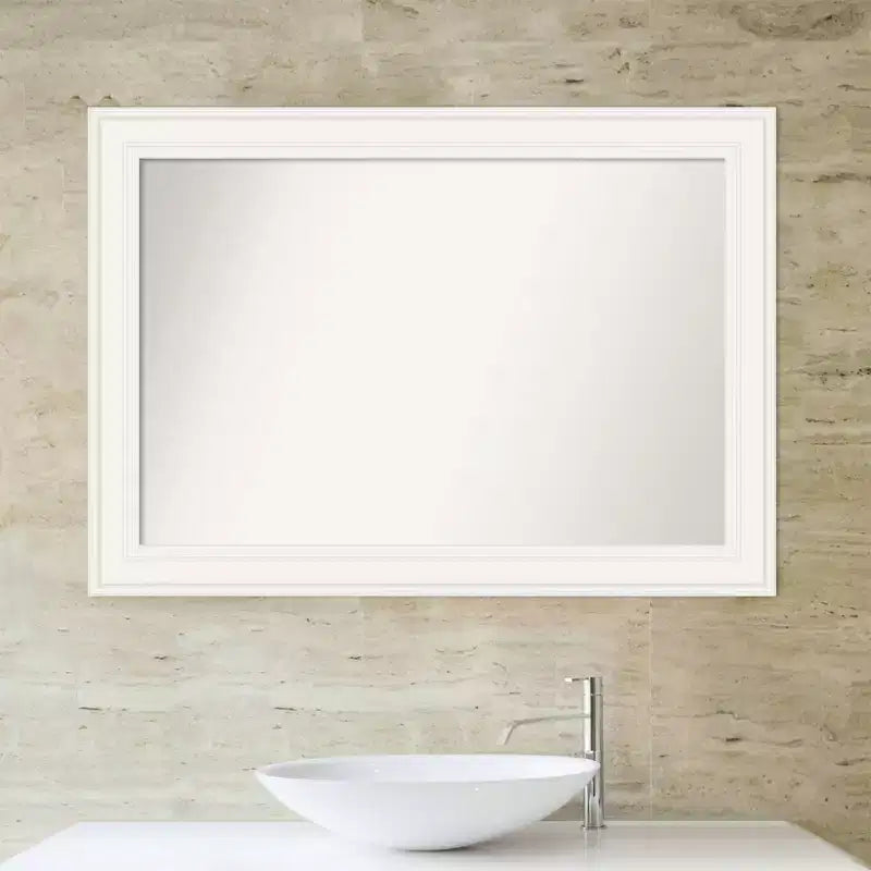 Miroir mural de salle de bain blanc non biseauté 42" x 30" - Rectangulaire moderne