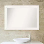 Miroir mural de salle de bain blanc non biseauté 42" x 30" - Rectangulaire moderne