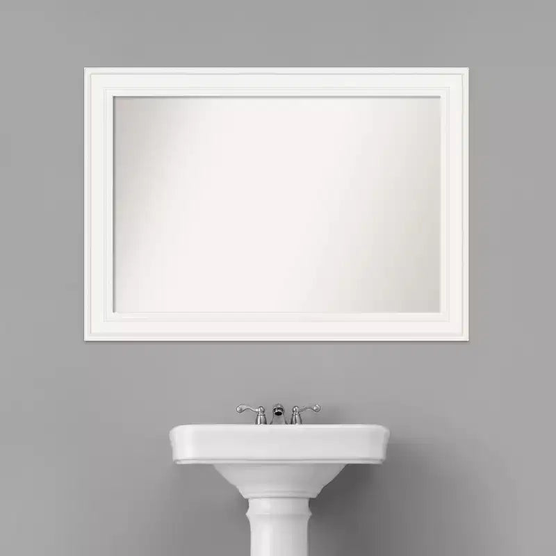 Miroir mural de salle de bain blanc non biseauté 42" x 30" - Rectangulaire moderne